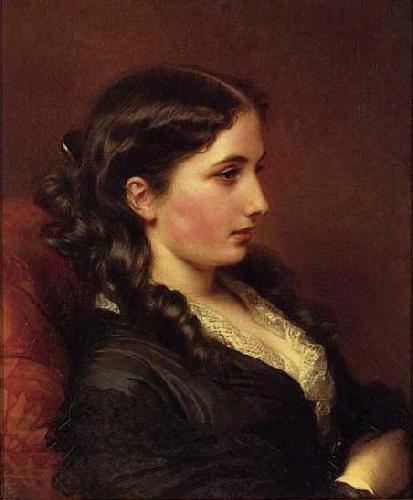 Franz Xaver Winterhalter Study of a Girl in Profile oil painting image